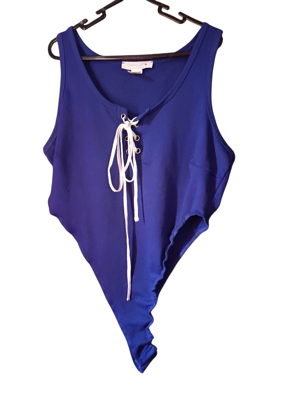 Royal Blue Lace-Up One-Piece Bodysuit